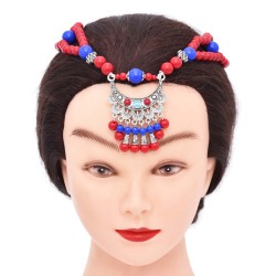 N-8003 Bohemian Traditional Acrylic Beads Lady Tassel Forehead Headwear Statement Vintage Lady Hair Jewelry Gift