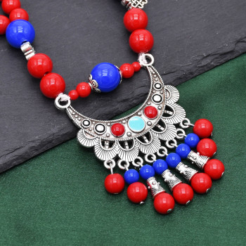 N-8003 Bohemian Traditional Acrylic Beads Lady Tassel Forehead Headwear Statement Vintage Lady Hair Jewelry Gift