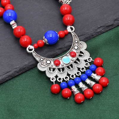 N-8003 Bohemian Traditional Acrylic Beads Lady Tassel Forehead Headwear Statement Vintage Lady Hair Jewelry Gift