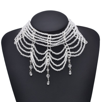 N-8002 Bohemian Style Women's Necklace Statement Crystal Beads Alloy Necklace Jewelry Party Gift