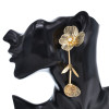 E-6557 Alloy Rhinestone Flower Dangle Petal Tassel Earring for Women Girls Party Jewelry birthday Gift