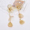 E-6557 Alloy Rhinestone Flower Dangle Petal Tassel Earring for Women Girls Party Jewelry birthday Gift