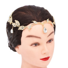 F-1052 Ethnic Bohemian Traditional Alloy Leaf Water Diamond Women's Tassel Headwear Retro Women's Hair Jewelry Gift
