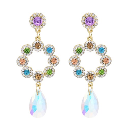 E-6560 Rhinestones Women Drop Earrings Elegant Crystal Pendant Wedding Party Statement Earrings