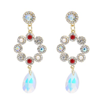 E-6560 Rhinestones Women Drop Earrings Elegant Crystal Pendant Wedding Party Statement Earrings