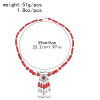 N-8015-BL/CO/RE Bohemian Vintage Necklace Exquisite Pattern Beaded Forehead Pendant Ethnic Choker For Women Girls Birthday Gift