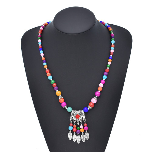 N-8015-BL/CO/RE Bohemian Vintage Necklace Exquisite Pattern Beaded Forehead Pendant Ethnic Choker For Women Girls Birthday Gift