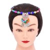 N-8014 Bead Women Hair Jewelry Ethnic Alloy Leaves Tassel Vintage Carved Pendant Headband