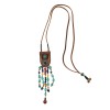 N-8016 Tibetan Ethnic Leather Turquoise Pendant Necklace Bohemian Traditional Clothing Choker Jewelry