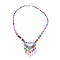 N-8019 Vintage Silver Leaf Tassel Tibetan Red Colorful Beaded Choker Necklace