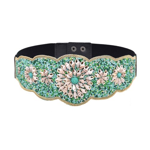 N-8017 Handmade Beads Women Belts Conch Turquoise Ethnic Statement Body Jewelry