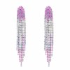 E-6562 Sparkly Rhinestone Chandelier Drop Statement Earrings Long Tassel Bridal Wedding Earrings For Women Jewelry