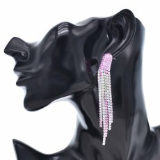 E-6562 Sparkly Rhinestone Chandelier Drop Statement Earrings Long Tassel Bridal Wedding Earrings For Women Jewelry