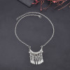 N-6399 bohemian vintage style silver plated moon shape pendant with tassel necklace for women jewelry