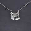 N-6399 bohemian vintage style silver plated moon shape pendant with tassel necklace for women jewelry
