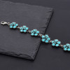 B-1247 Blue Double-layered Flower brazalete Silver Bangle Bracelet Jewelry Accessories for Women Girls Vacation Birthday Gift