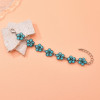 B-1247 Blue Double-layered Flower brazalete Silver Bangle Bracelet Jewelry Accessories for Women Girls Vacation Birthday Gift