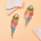 E-6563 Alloy Fashion Rhinestone Colorful Tassel Earrings Women's Party Jewelry Birthday Gift