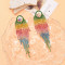 E-6563 Alloy Fashion Rhinestone Colorful Tassel Earrings Women's Party Jewelry Birthday Gift