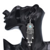 E-6564 Bohemian Traditional Turquoise Beads Tassel Lady Pendant Earrings Suitable for Ladies' Party Jewelry Gifts