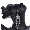 E-6564 Bohemian Traditional Turquoise Beads Tassel Lady Pendant Earrings Suitable for Ladies' Party Jewelry Gifts