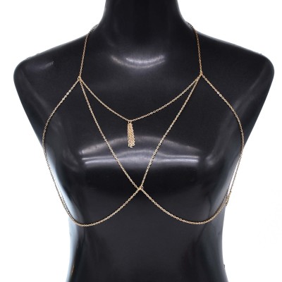 N-8020 Gold Metal Chest Chain Body Chain Sexy Beach Party Body Jewelry