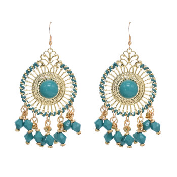 E-6566 Vintage Indian Jhumka Earrings Ethnic Bead Tassel Dangle for Women Girl Vacation Party Festival Jewelry Gift