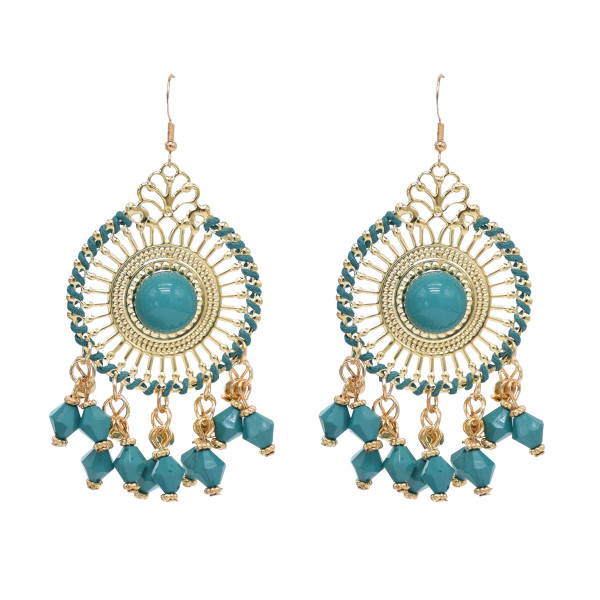 E-6566 Vintage Indian Jhumka Earrings Ethnic Bead Tassel Dangle for Women Girl Vacation Party Festival Jewelry Gift