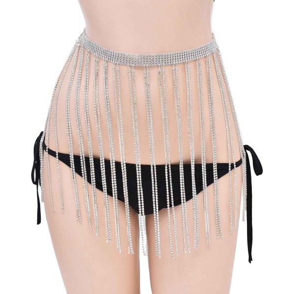 N-8026 Long Tassel Women Body Chains For Women Sexy Rhinestones Punk Party Body Jewelry
