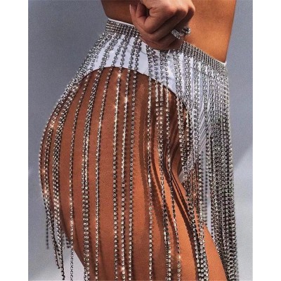 N-8026 Long Tassel Women Body Chains For Women Sexy Rhinestones Punk Party Body Jewelry