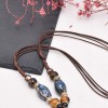 N-8028 Heart shaped Ceramic Pendant Sweater Chain Necklace Tibetan Ethnic Style Statement Necklaces