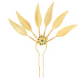 F-1056-G/F-1056-S Alloy Ethnic Leaves Hair Stick Rhinestone Flower Shape Women's Hairpin Decoration Jewelry Hair Accessories Gift