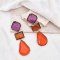 E-6570 Irregular Acrylic Gem Earrings Orange Dangle Earrings Summer Tourism Earrings Jewelry