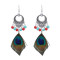 E-6568  Bohemian Traditional Turquoise Beads Tassel Lady Pendant Earrings Ladies' Party Jewelry