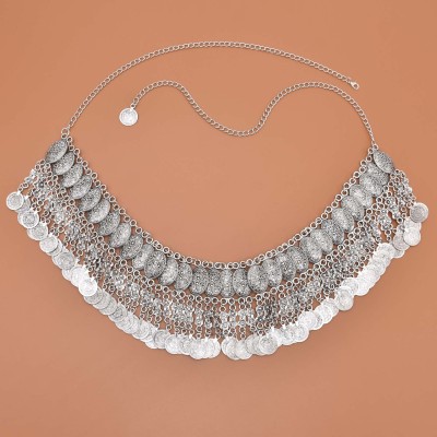 N-8031 Vintage Coin Tassel Metal Waist Chain Bohemian Summer Party Body Chain