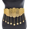 N-8035 Gold Hollow Carved Coin Tassel Waist Chain Body Chain