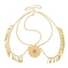 F-1061 Golden Flower Pendant Headband For Women Alloy Tassel Hair Jewelry