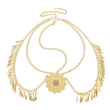 F-1061 Golden Flower Pendant Headband For Women Alloy Tassel Hair Jewelry