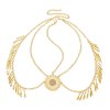 F-1061 Golden Flower Pendant Headband For Women Alloy Tassel Hair Jewelry