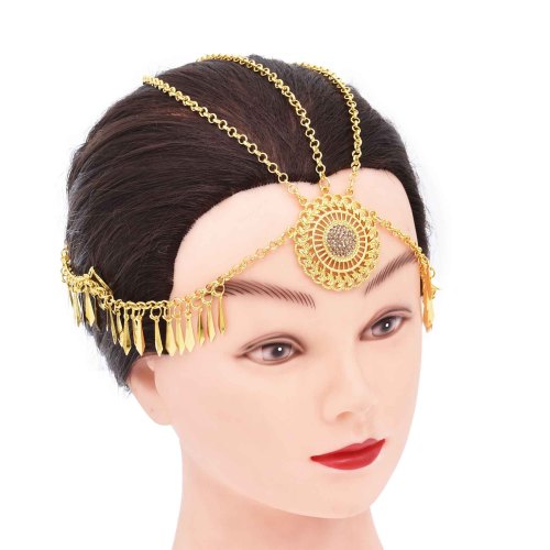 F-1061 Golden Flower Pendant Headband For Women Alloy Tassel Hair Jewelry
