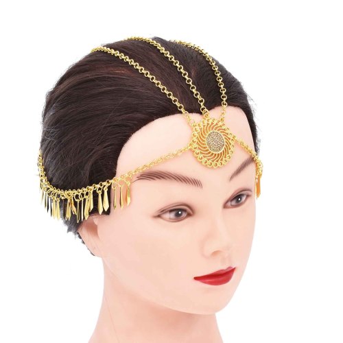 F-1061 Golden Flower Pendant Headband For Women Alloy Tassel Hair Jewelry