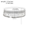 N-8037 Silver Rhinestone Coin Tassel Body Chain Dancing Belly Chain Waist Belt Chains for Women Girls Birthday Party Vacation Decoration