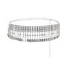 N-8037 Silver Rhinestone Coin Tassel Body Chain Dancing Belly Chain Waist Belt Chains for Women Girls Birthday Party Vacation Decoration