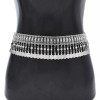 N-8037 Silver Rhinestone Coin Tassel Body Chain Dancing Belly Chain Waist Belt Chains for Women Girls Birthday Party Vacation Decoration