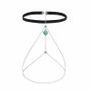 N-8038 Drop Turquoise Gem Thigh Chain Leg Chain Silver Metal Chain Plus Size Leg Choker Body Chain