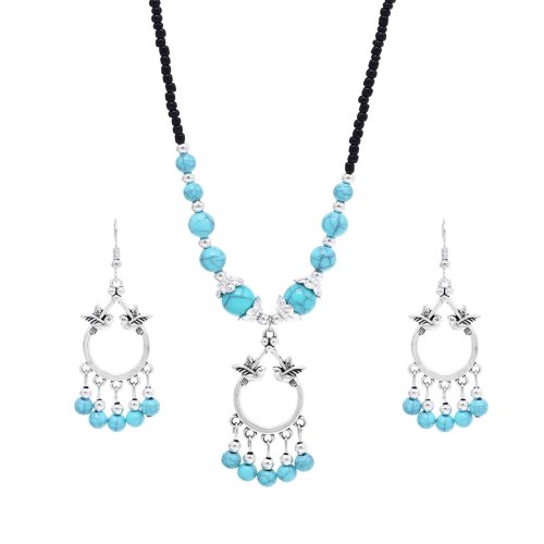 E-6572 F-1060 Bead Women Jewelry Sets Bohemian Ethnic Pendant Necklace Earrings Sets
