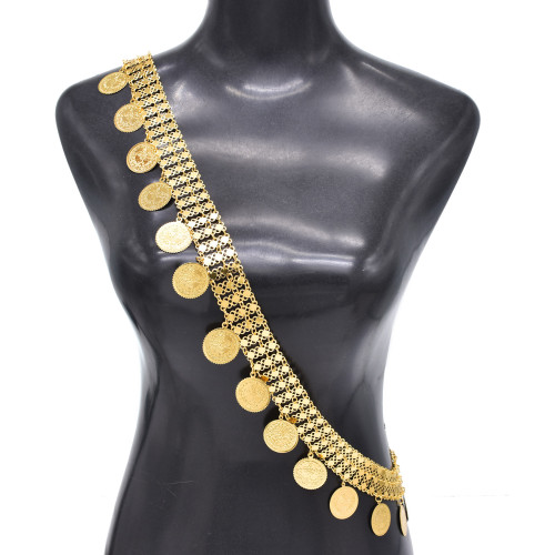 N-8051 Vintage Gold Coin Tassel Metal Belly Belt Waist Chain for Women Girls Dancing Party Jewelry Decoration