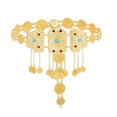 N-8050 Vintage Gold Silver Coin Tassel Geometric Belt Body Jewelry