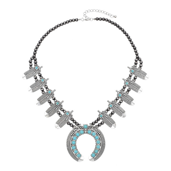 N-8046-CO/GR/RE Bohemian Vintage Leaves Beads Necklace Moon Pendant Choker For Women Girls Ethnic Gift Vacation Decoration