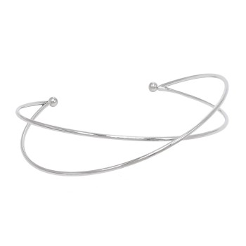 N-8047 Simple Silver Metal Cross Open Collar Necklace for Women